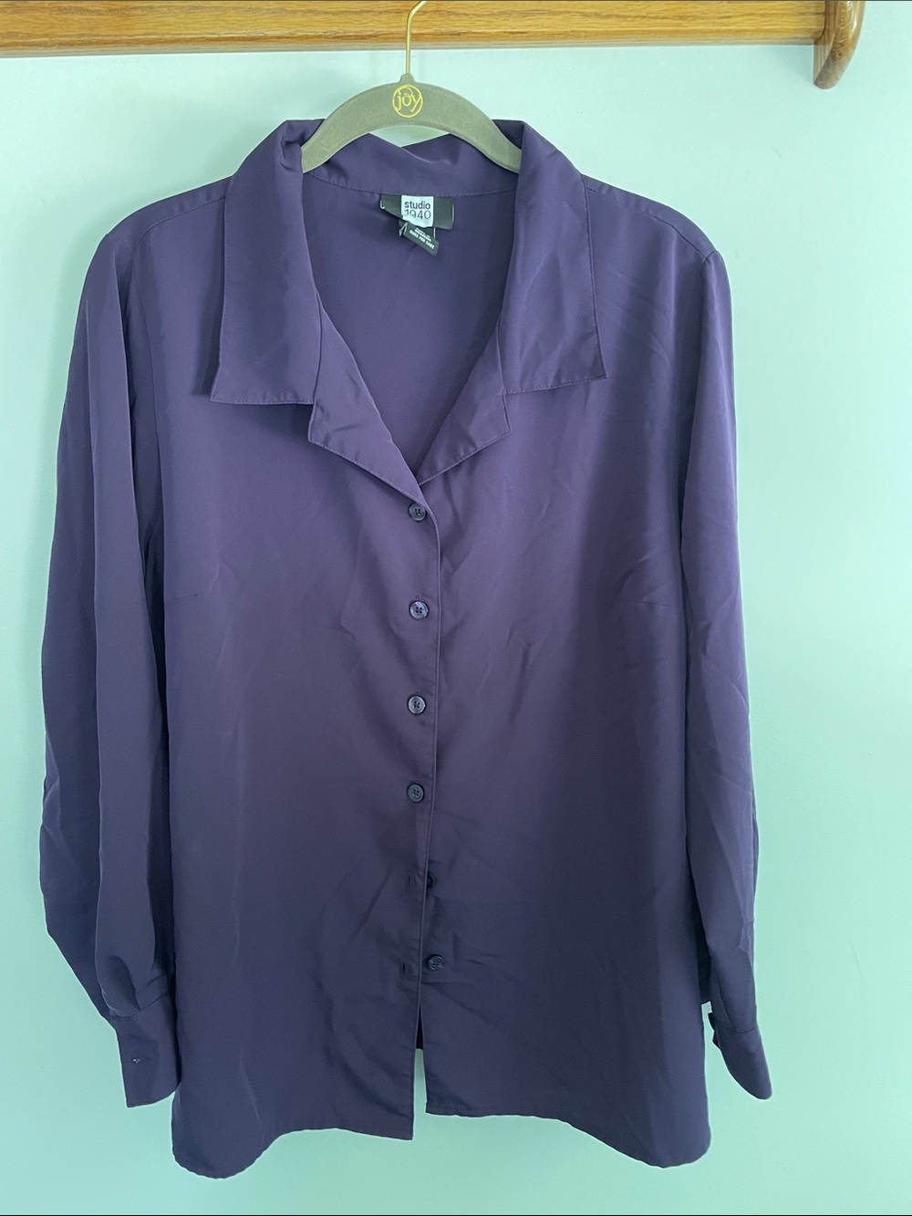 Studio 1940 Deep Purple Button-Front Blouse